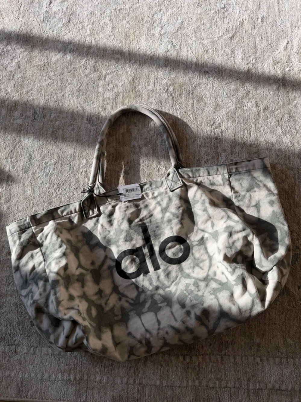 ALO Yoga Camouflage Canvas Tote in Khaki and Gray - Picture 1 of 2